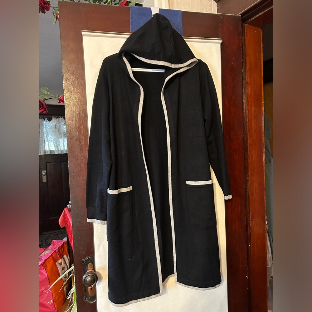 Orange Fashion village wool blend hooded long cardigan jacket, O / S
